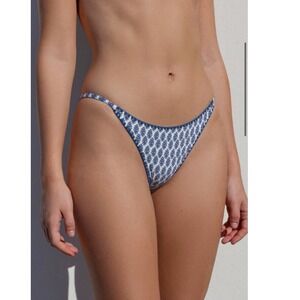 Subdued High Cut Bikini Bottom New Indian Print Blue White CT06B XS NWT